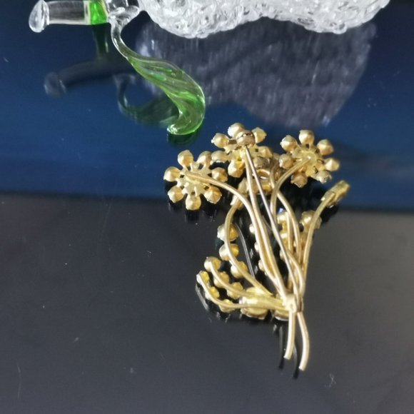 Vintage Unsign AUSTRIA Blue AB Rhinestone Flower Bouquet Brooch - Picture 6 of 6